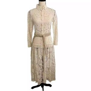 ZIMMERMANN estelle crocheted cotton midi shirt dress